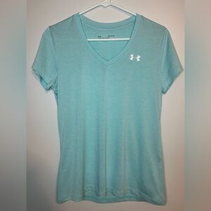 Under Armour Women's V-Neck Short Sleeve Athletic Tee - Aqua Blue